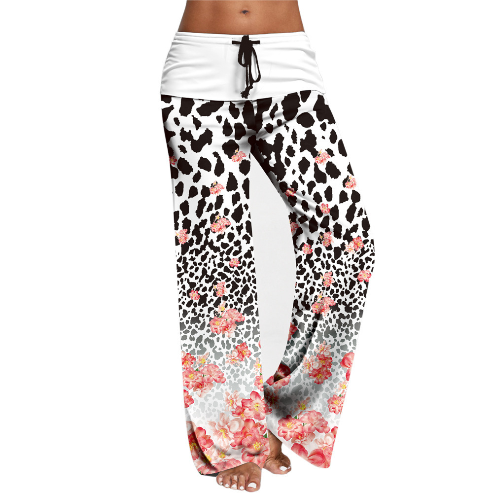 Unlimon 2021 New Milk Silk High Waist Fashion Printed Yoga Pants Women's Casual Pants D01518