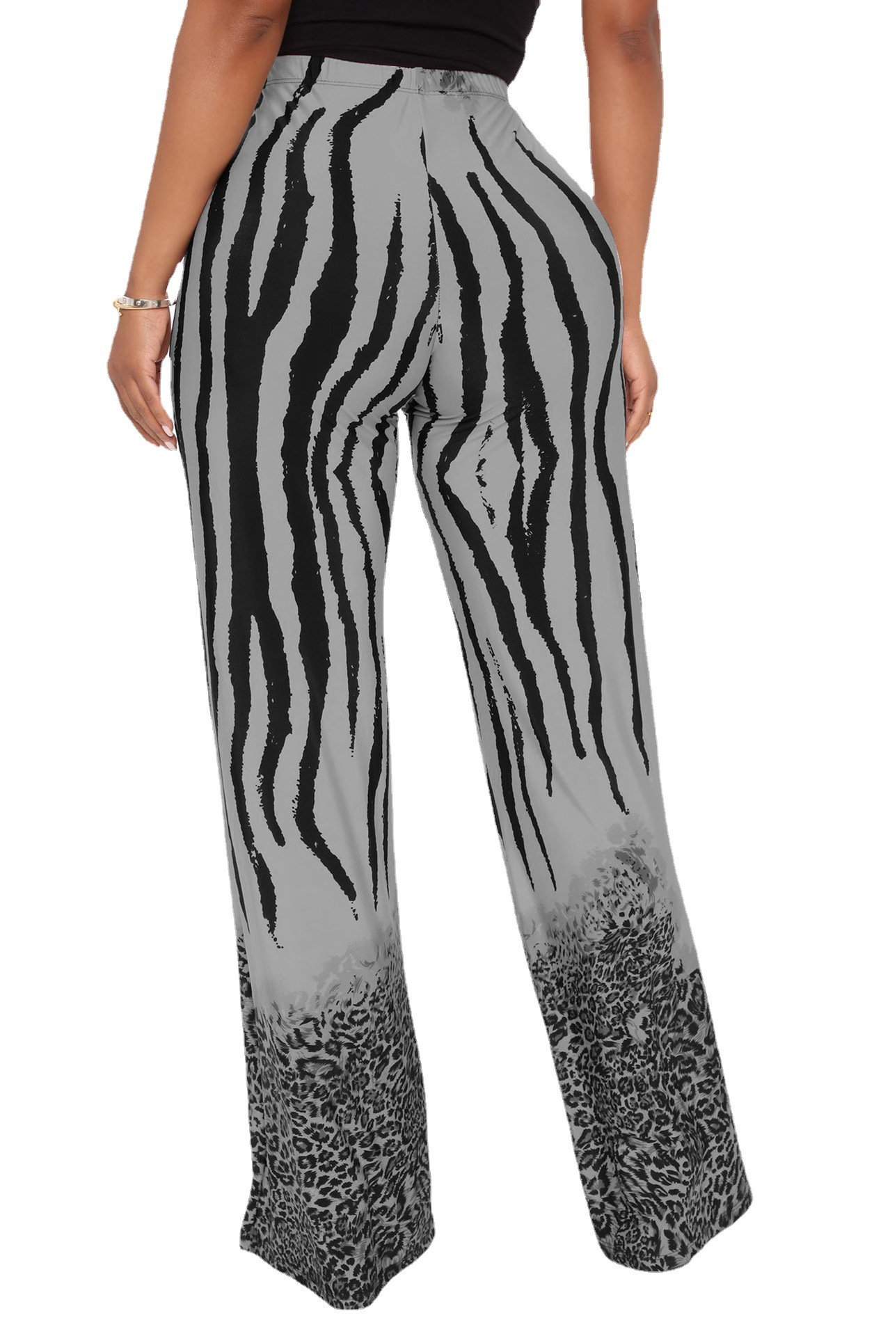 Unlimon 2021 Hot Selling Personalized Fashion Zebra Print High Waist Wide Leg Pants D01516