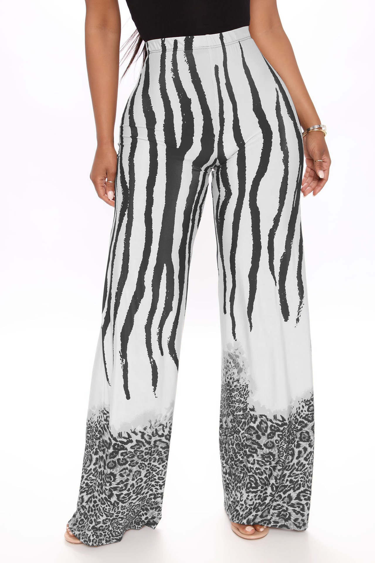 Unlimon 2021 Hot Selling Personalized Fashion Zebra Print High Waist Wide Leg Pants D01516