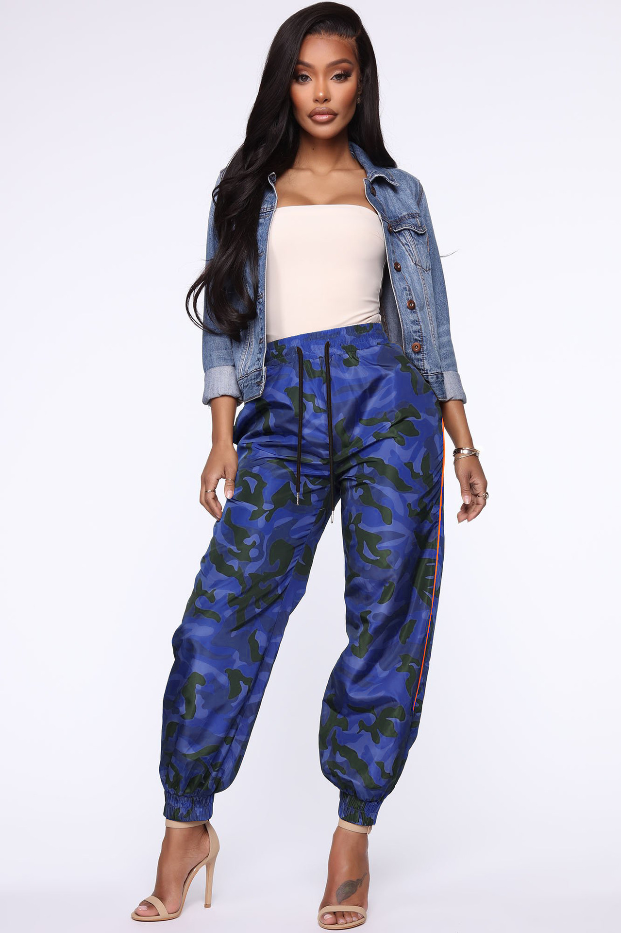 Unlimon New Pop Fashion Camouflage Elastic Waist Tricolor Harlan Women's Casual Pants D01512