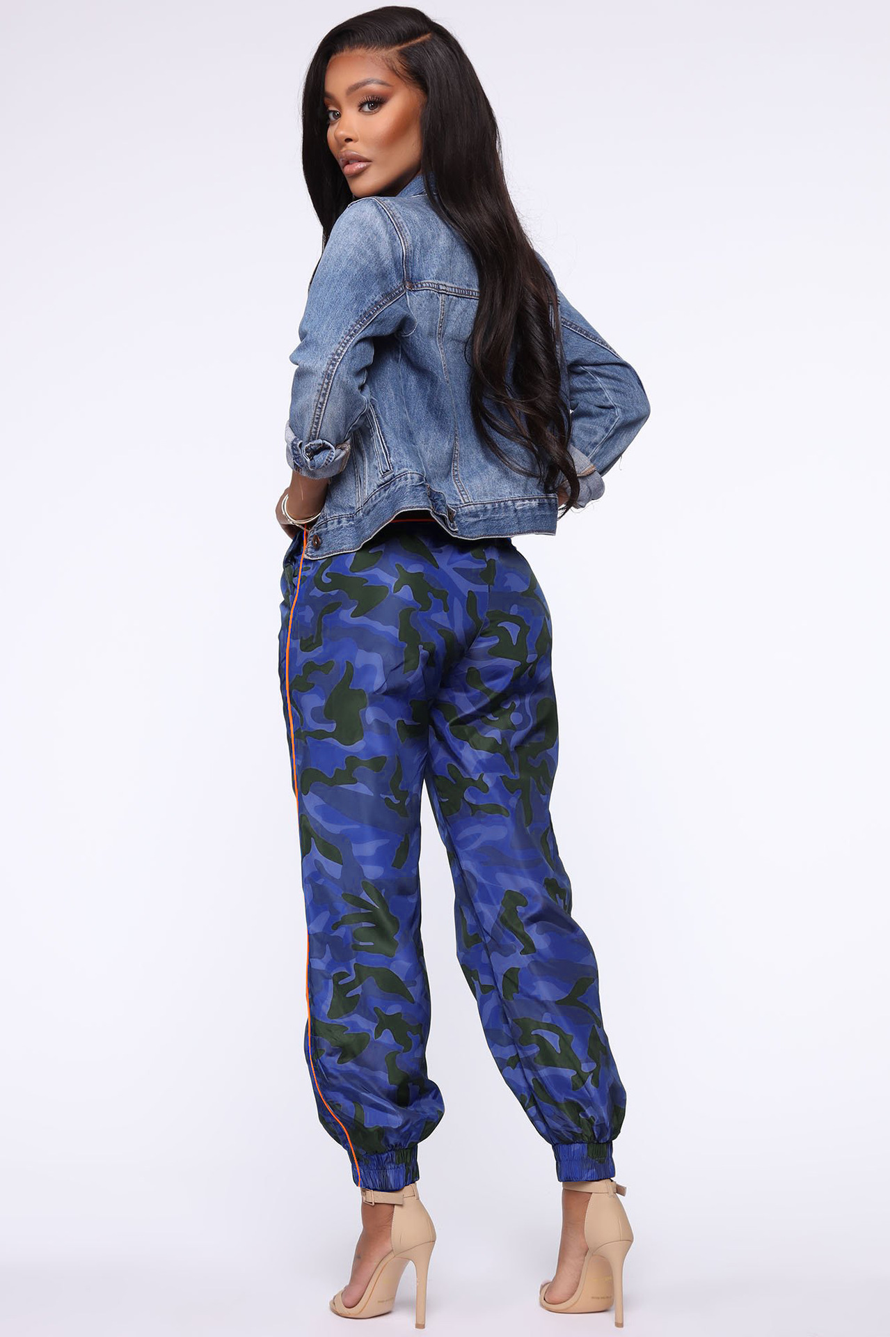 Unlimon New Pop Fashion Camouflage Elastic Waist Tricolor Harlan Women's Casual Pants D01512