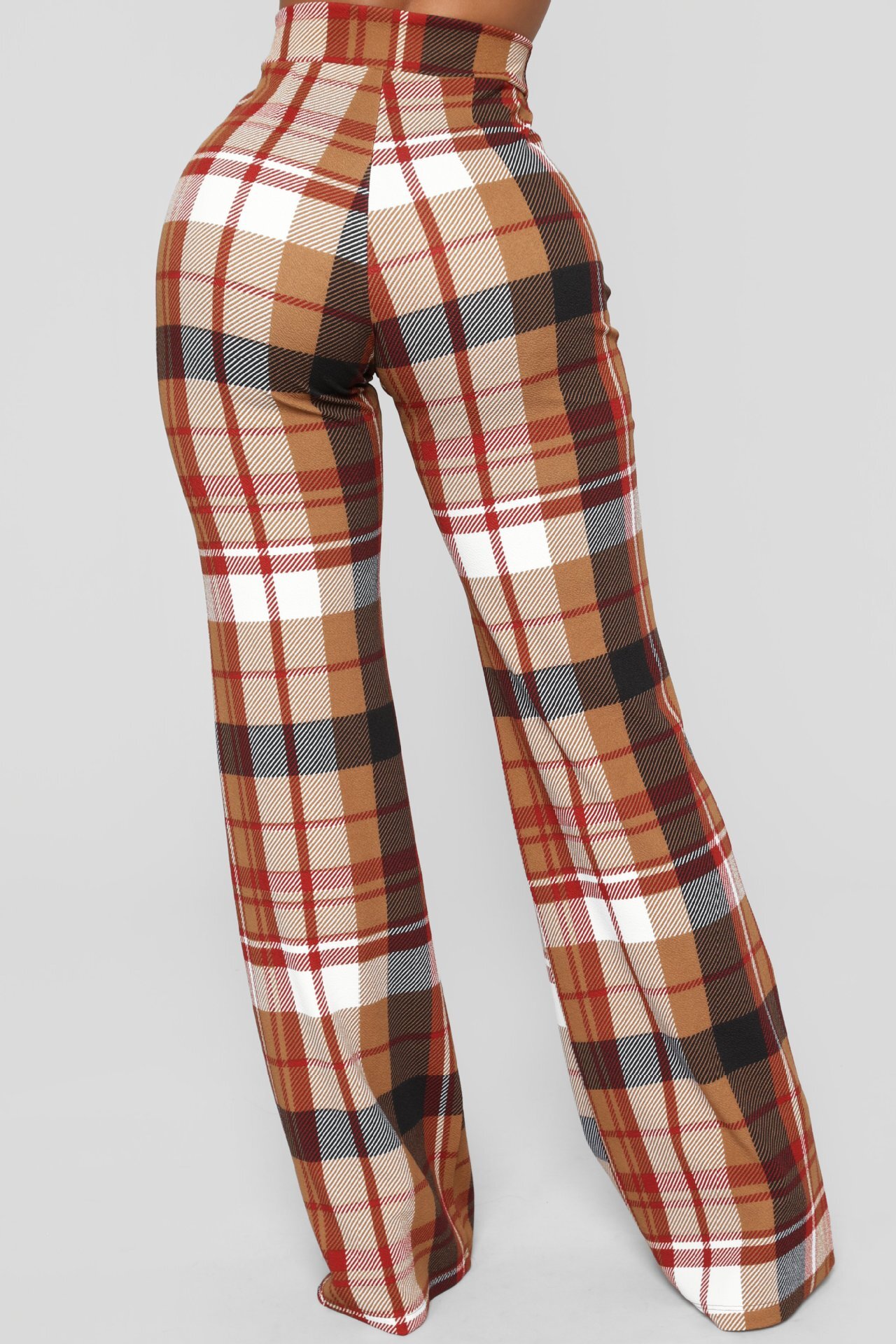 Unlimon's New Fashion Three Color Checkered Printed Wide Leg Pants Women's Casual Pants D01511