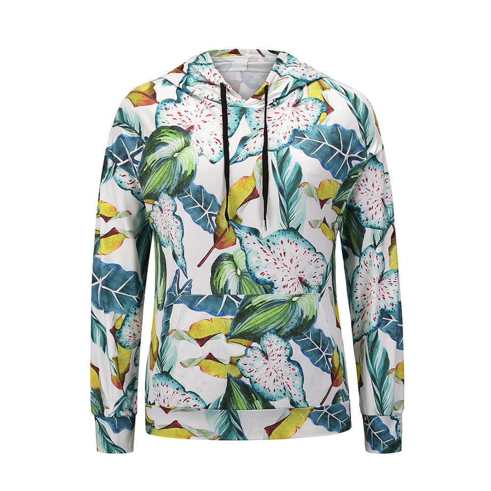 Unlimon Women's Hooded Long Sleeve Floral T-shirt Casual New Coat Top 2021 Autumn And Winter Hooded Pullover Sweater C03726