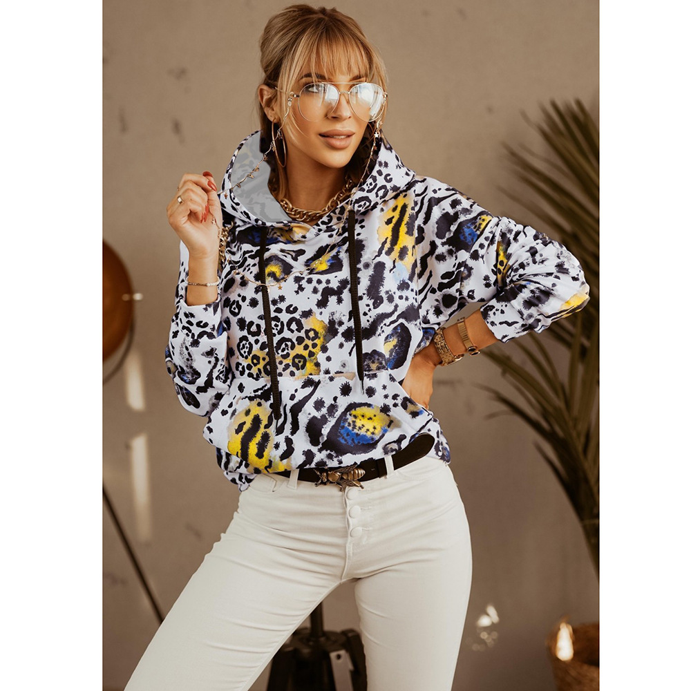 Unlimon Women's Hooded Long Sleeve Floral T-shirt Casual New Coat Top 2021 Autumn And Winter Hooded Pullover Sweater C03726