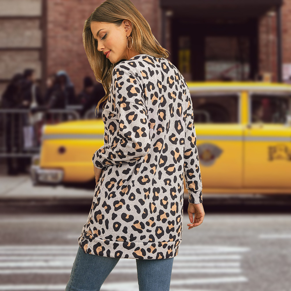 Unlimon Long Sleeve Top T-shirt Women's 2021 Autumn Winter New Casual Slim Long T-shirt Round Neck Leopard Print Bottoming Shirt C03725