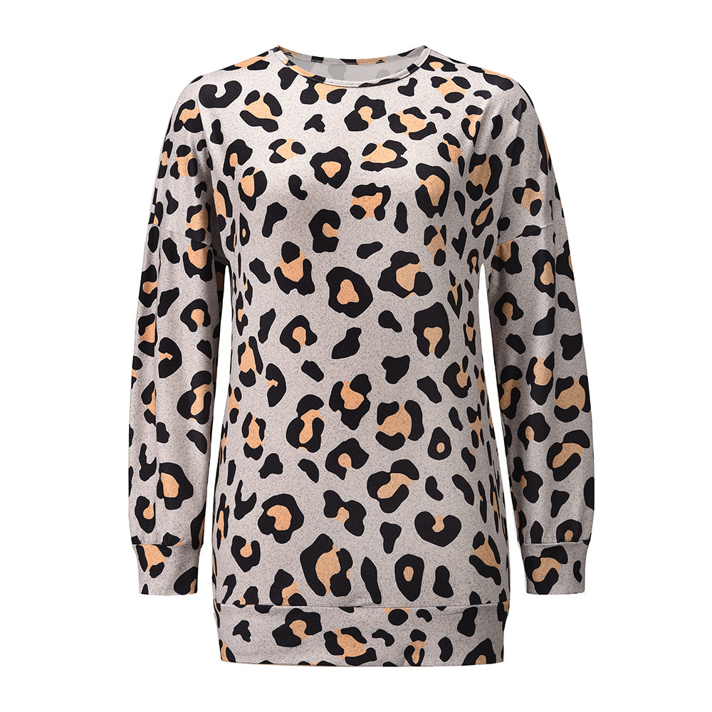 Unlimon Long Sleeve Top T-shirt Women's 2021 Autumn Winter New Casual Slim Long T-shirt Round Neck Leopard Print Bottoming Shirt C03725
