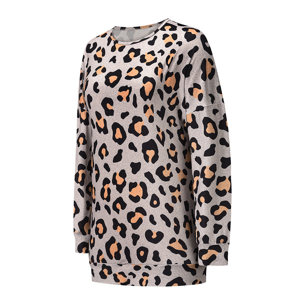 Unlimon Long Sleeve Top T-shirt Women's 2021 Autumn Winter New Casual Slim Long T-shirt Round Neck Leopard Print Bottoming Shirt C03725