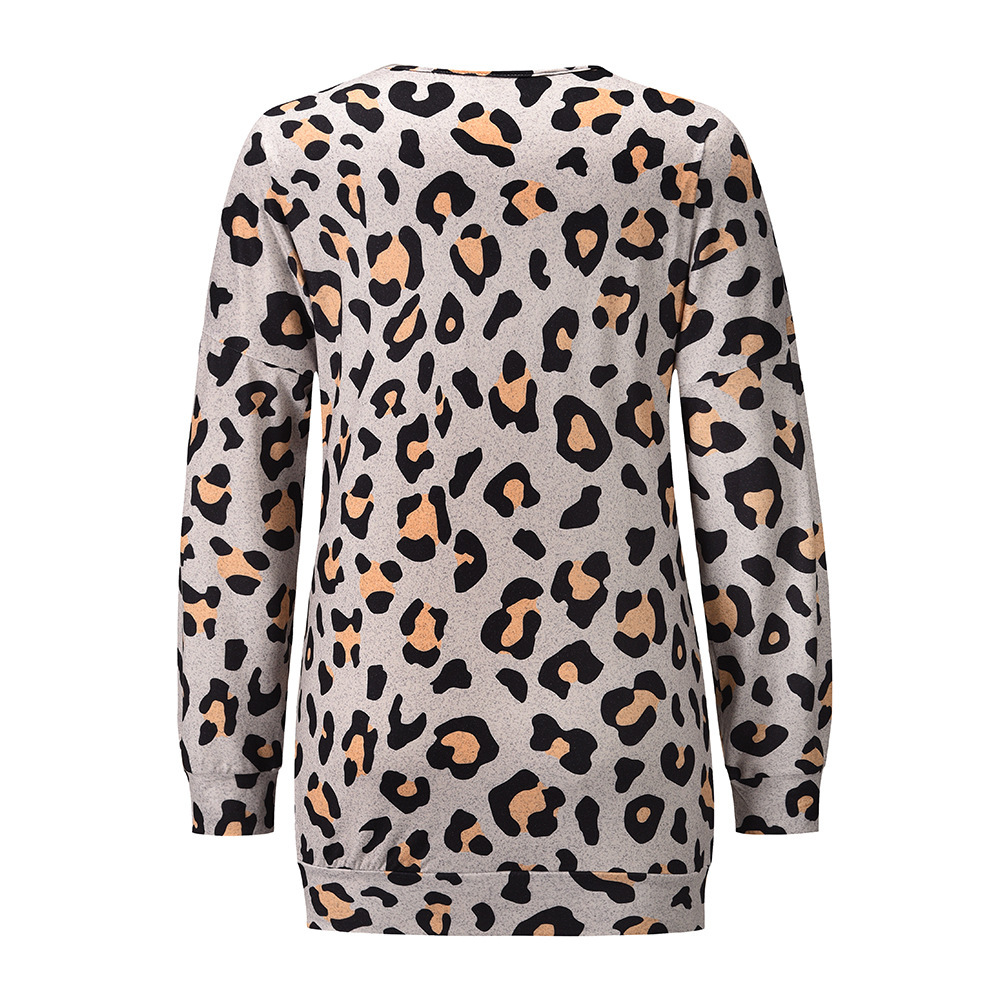 Unlimon Long Sleeve Top T-shirt Women's 2021 Autumn Winter New Casual Slim Long T-shirt Round Neck Leopard Print Bottoming Shirt C03725