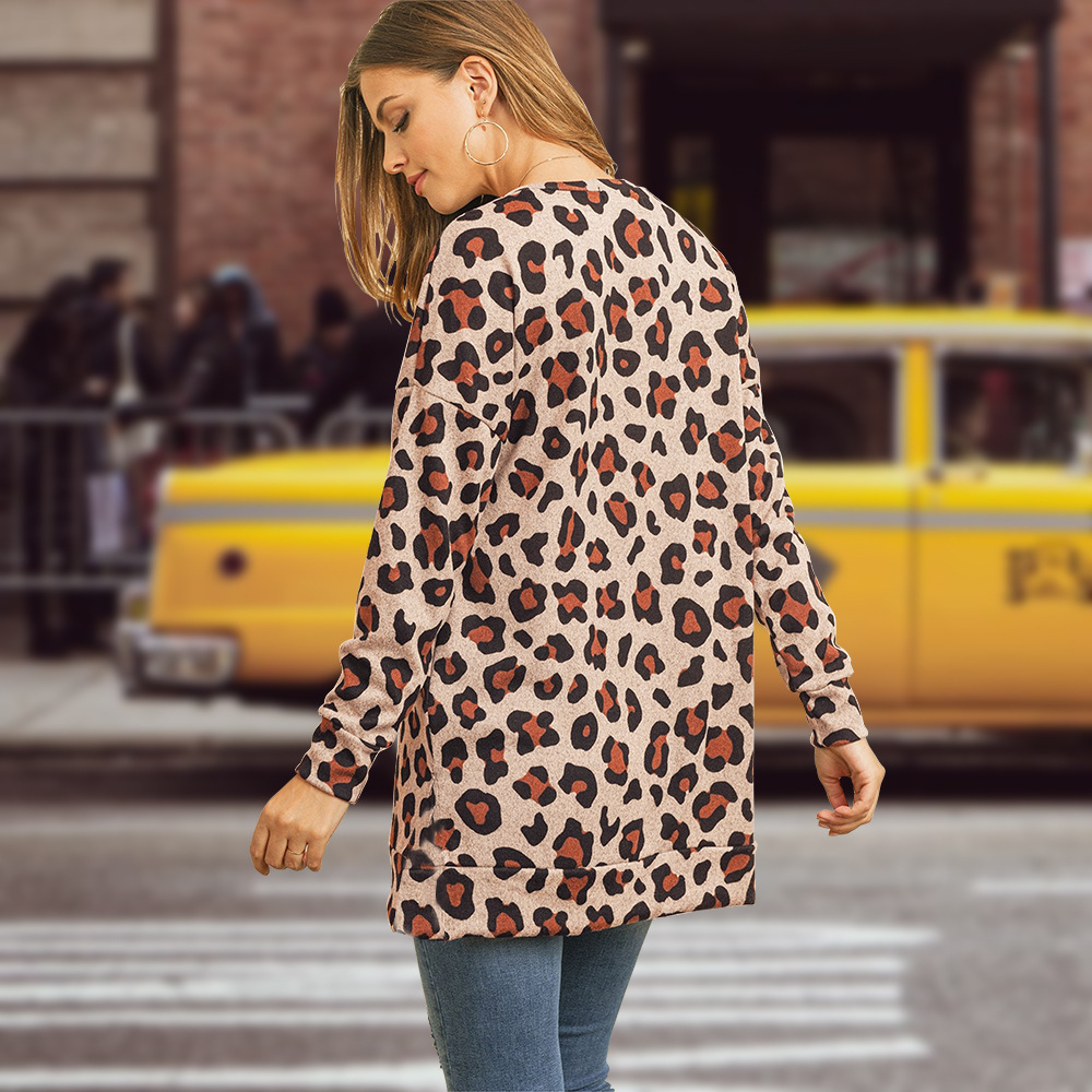 Unlimon Long Sleeve Top T-shirt Women's 2021 Autumn Winter New Casual Slim Long T-shirt Round Neck Leopard Print Bottoming Shirt C03725