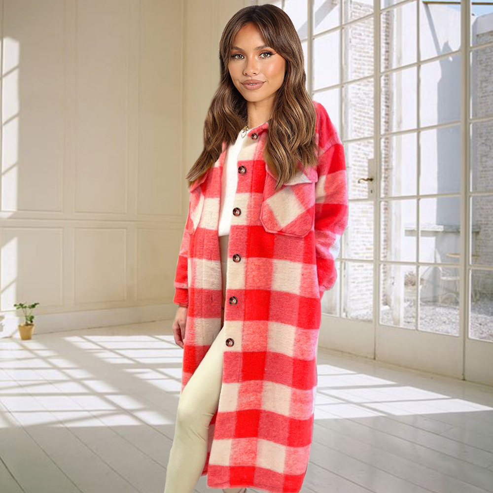 Unlimon 2021 Autumn And Winter New Women's Plaid Wool Long Coat Casual Large Women's Wear C03721
