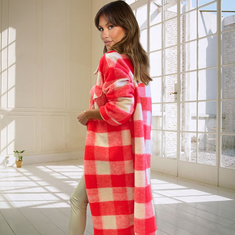 Unlimon 2021 Autumn And Winter New Women's Plaid Wool Long Coat Casual Large Women's Wear C03721