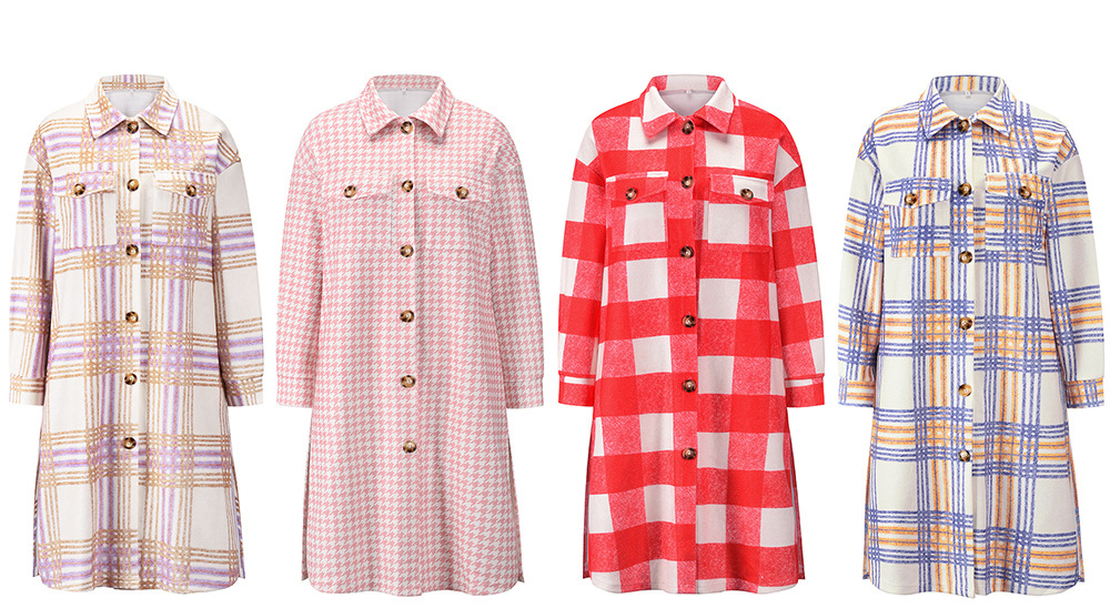 Unlimon 2021 Autumn And Winter New Women's Plaid Wool Long Coat Casual Large Women's Wear C03721