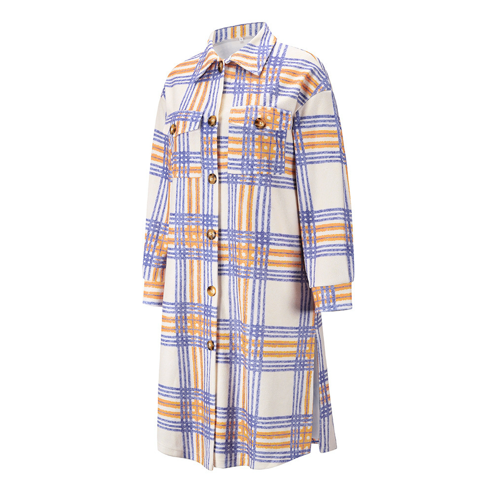 Unlimon 2021 Autumn And Winter New Women's Plaid Wool Long Coat Casual Large Women's Wear C03721