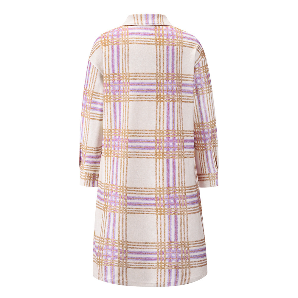 Unlimon 2021 Autumn And Winter New Women's Plaid Wool Long Coat Casual Large Women's Wear C03721