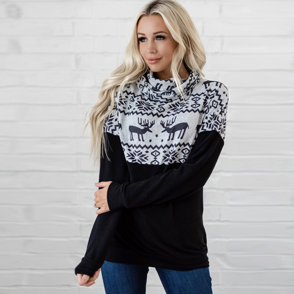Unlimon Women's Winter Long Sleeve Pullover Sweater 2021 New Pullover Christmas Print Casual Plush Top C03719