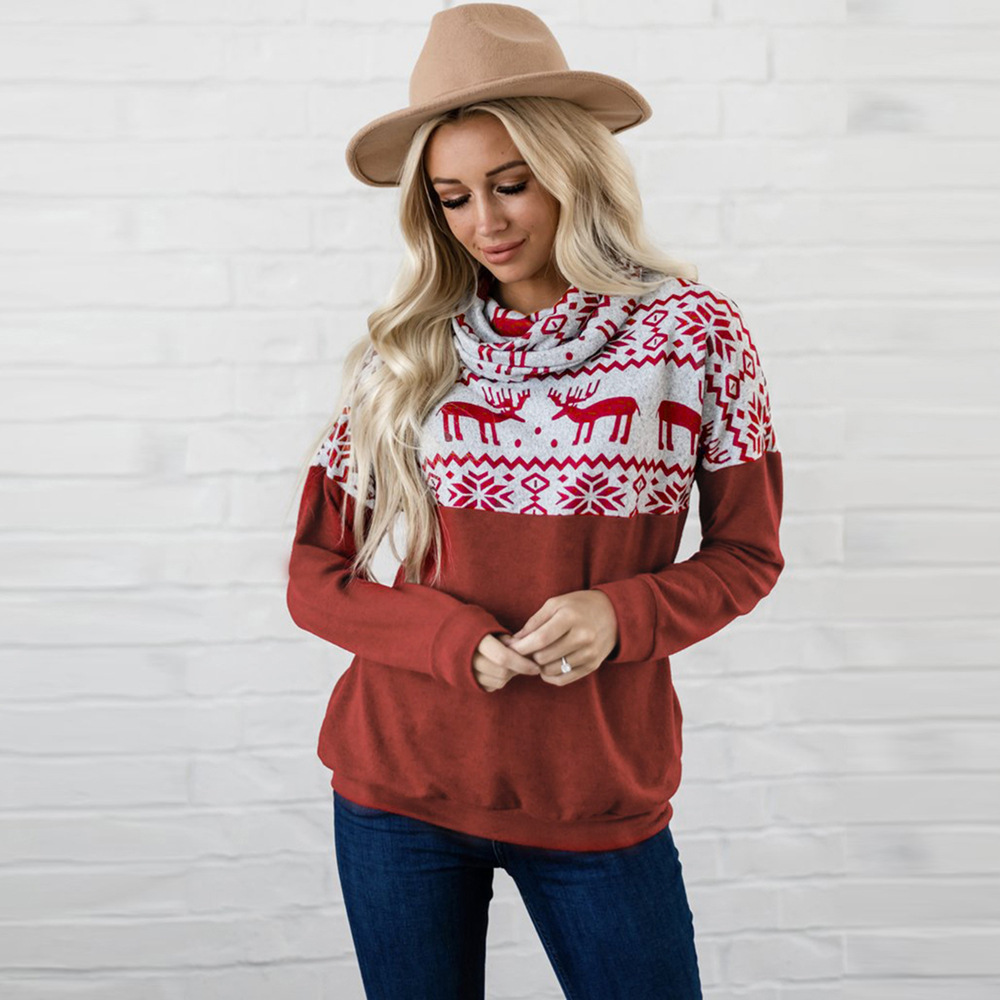 Unlimon Women's Winter Long Sleeve Pullover Sweater 2021 New Pullover Christmas Print Casual Plush Top C03719