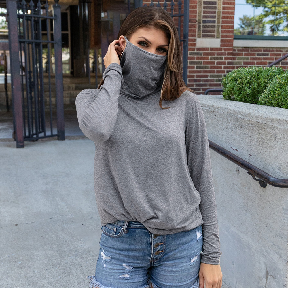 Unlimon Large Women's Bottoming Shirt Half High Neck Slim Long Sleeve Inner Top Women's T-shirt 2021 Autumn Winter New C03714
