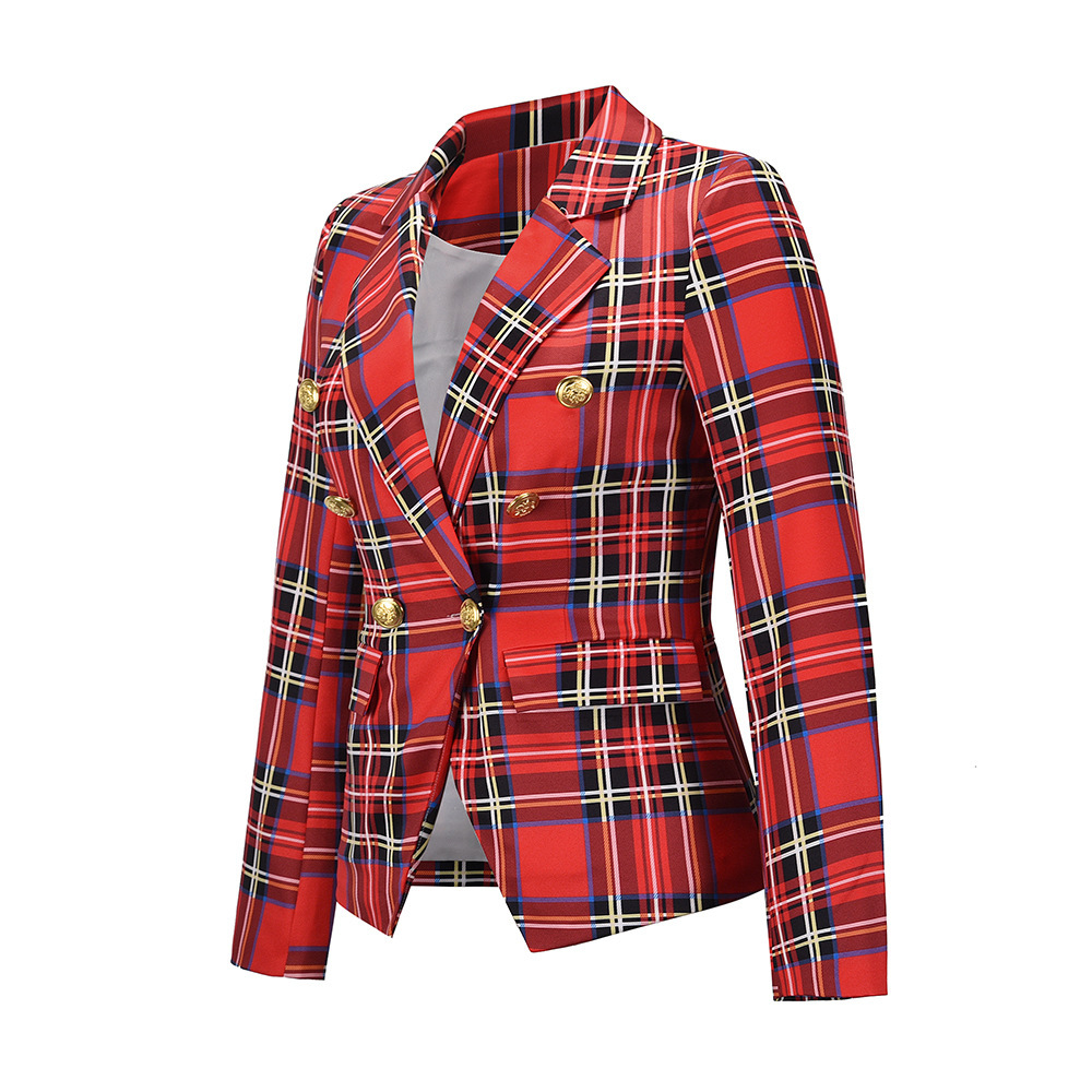 Unlimon Plaid Casual Small Suit Coat Manufacturer Autumn And Winter Temperament Slim Short Professional Women's Suit Large C05006
