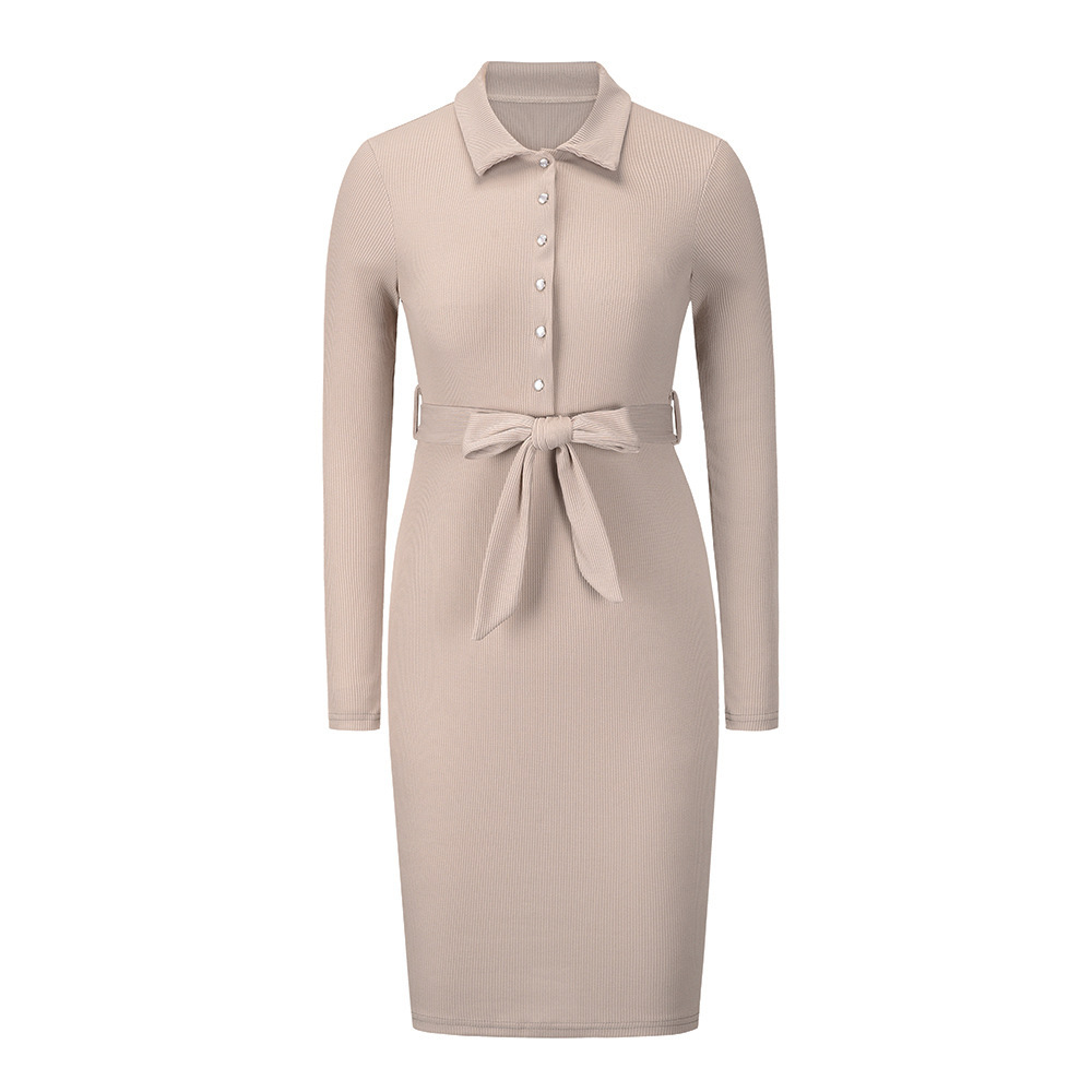 Medium And Long Pullover Knitted Dress Women's Dress Large Size Autumn And Winter New Long Sleeve Slim Dress F01F634
