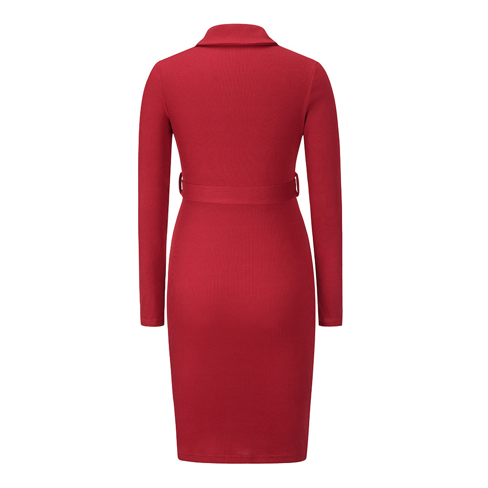 Medium And Long Pullover Knitted Dress Women's Dress Large Size Autumn And Winter New Long Sleeve Slim Dress F01F634