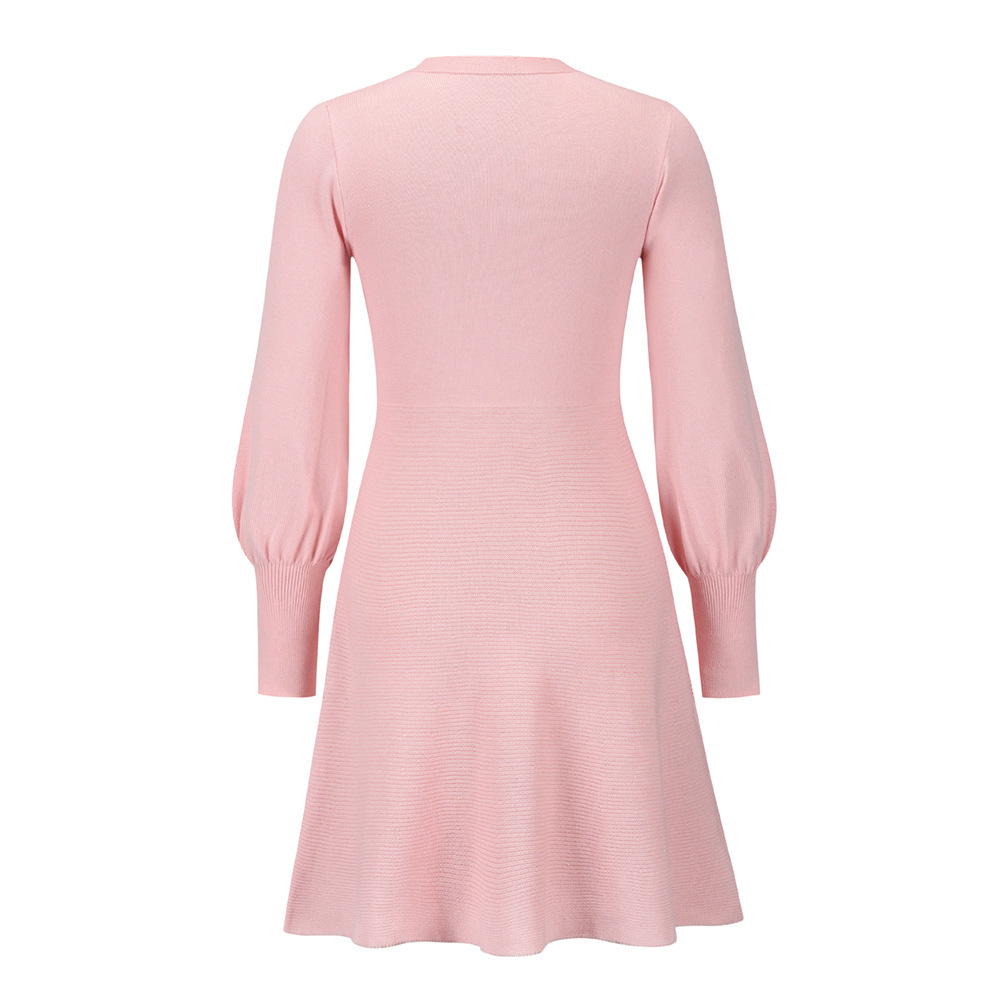 Knitted Dress Large Size Women's Dress Autumn And Winter New Skirt Slim And Thin Temperament Bottomed Wool Dress F01F632