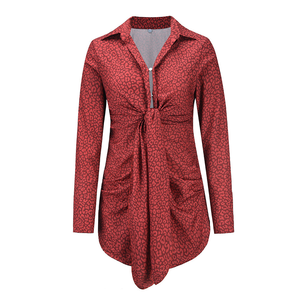 Women's Autumn And Winter Long Sleeve Top Sexy Slim Dress Large Print Lined Dress F01F625