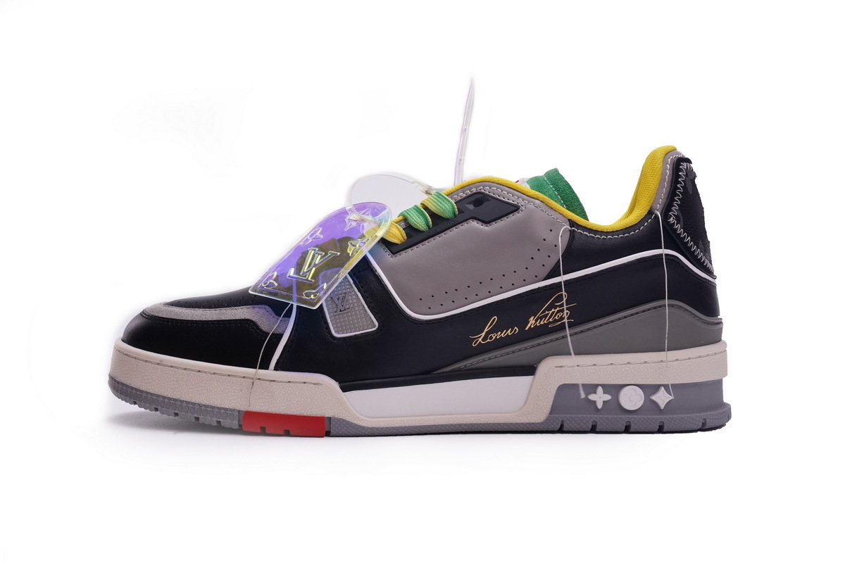 MS0211 Louis Vuitton Trainer Black Yellow Green
