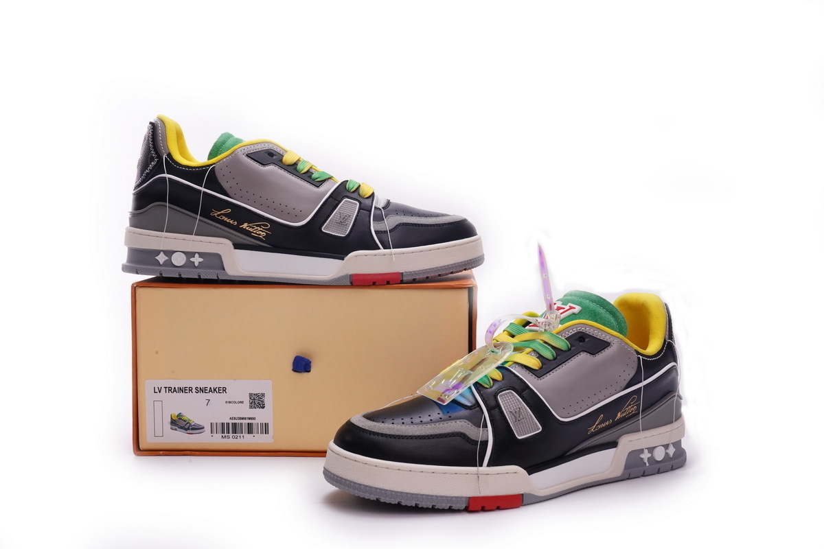 MS0211 Louis Vuitton Trainer Black Yellow Green