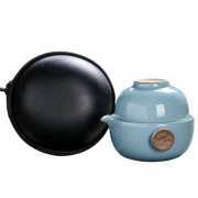 Portable Tea Set Gaiwan Tea Cup Travel Tea Set with Case Blue/Green