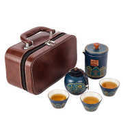Portable Kung Fu Tea Set with Case and Bamboo Tea Tray