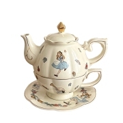 Alice in Wonderland Teat Set Tea for One Set Adorable Girl Tea for One Teapot and Cup Set with Tea Filter