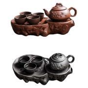 Tea Set with Tray Tea Ceremony Set Plum Blossom Japan Purple Clay Handmade Yixing Teapot with Tea Tray