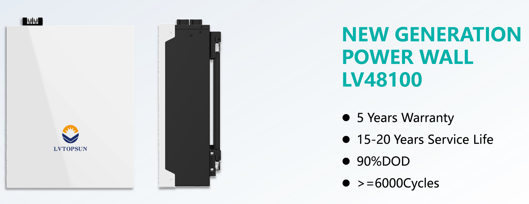LVTOPSUN Power Wall LifePO4 Lithium-Ion Batteries 48V 100AH Deep Cycle Energy Storage Solar Battery 