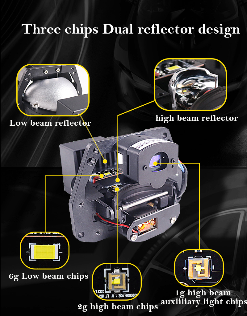 SANVI 2PCS 3 Inch 47W 6000K Hyperboloid LK+ Bi LED Projector Lens 3R G5 Auto Projector Lens RHD LHD Headlight Car Light Accessory Automotive LED Lighting  