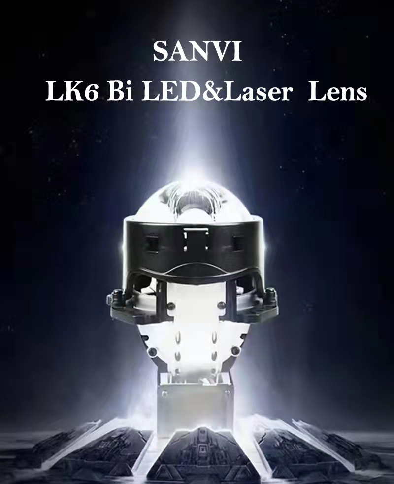 SANVI 3 Inch A8L+ Bi LED&Laser Projector Lens Headlight 67W 6000k 26000Lux Car Headlamp With Hella G3 G5 Bracket Car Light accessory Aftermarket LED Headlights  
