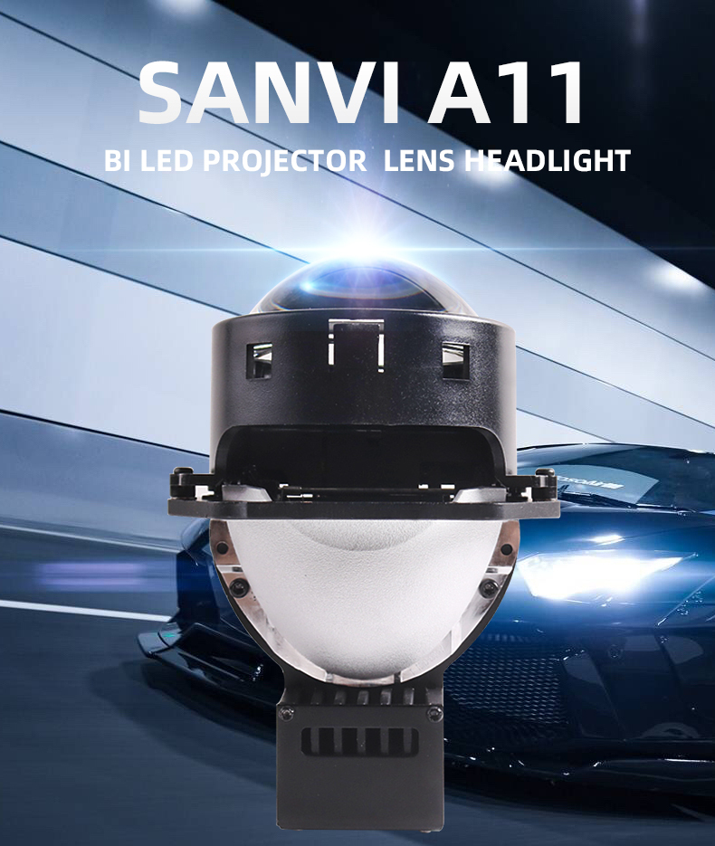 Sanvi New Coming 3 Inch Automotive LED Headlights High Power Super Bright Full Lamp A11 LED Projector Lens Headlamp Auto Lights Conversion Kits Custom Auto Lighting  