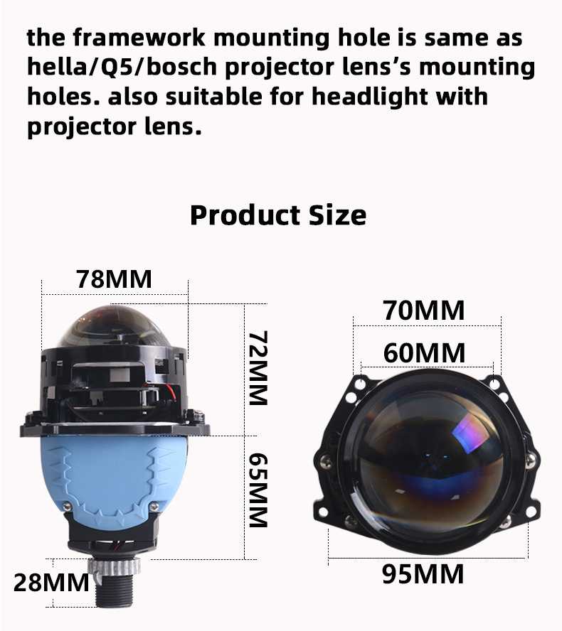 Sanvi 75W 3 inch Laser S9PRO LHD RHD Three Reflective Cups Free Drill Bi LED Projector Lens Headlight Conversion Kits  