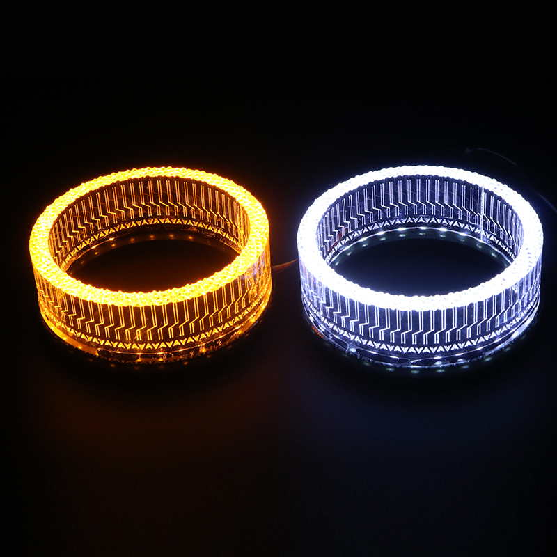 Sanvi LED Daytime Running Light Fog Light with Flash Function White or White Yellow 3 Inch Led Angel Eyes  