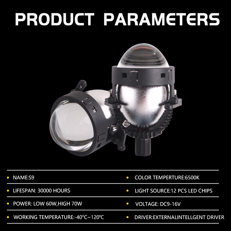 Updated auto lighting bi lens led S9 Non-destructive Car lamp 6500K 70W Led Projector Lens Waterproof led headlight bulb  