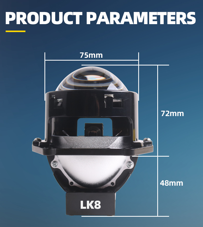 Sanvi auto lighting system new arrival 3 inch 6000K 52W 60W LK8 LED projector lens headlight retrofit kits for car motorcycle headlights