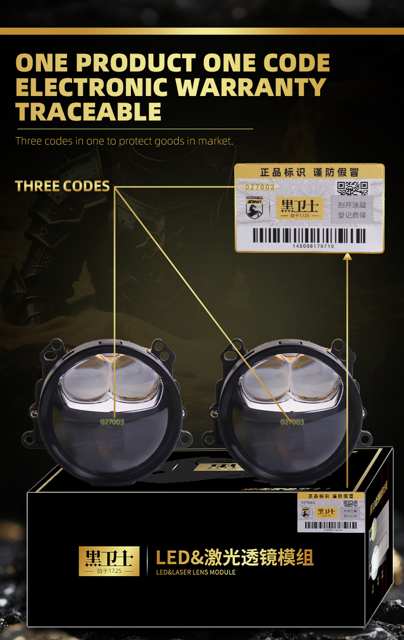 Sanvi KUIJIA Armor Series Especially for Agents Abroad 3 inch Size 80W 6000K K6 LED Projector Lens Headlights Upgrading Retrofit Kits for Car Motorcycle Headlights