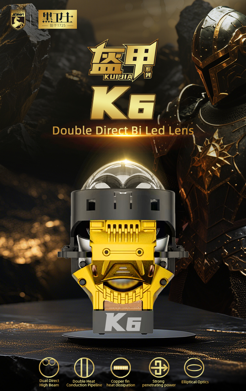 Sanvi KUIJIA Armor Series Especially for Agents Abroad 3 inch Size 80W 6000K K6 LED Projector Lens Headlights Upgrading Retrofit Kits for Car Motorcycle Headlights