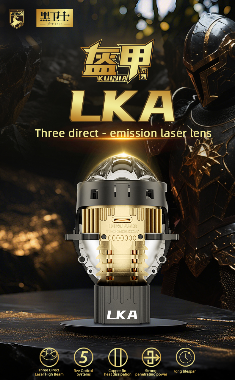 Sanvi KUIJIA Armor Series Especially for Agents Abroad 3 inch Size 85W 6000K LKA Auto Bi LED Projector Lens Headlights Upgrading Retrofit Kits for Car Motorcycle Headlights