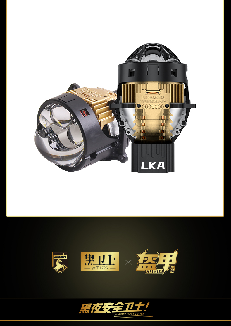 Sanvi KUIJIA Armor Series Especially for Agents Abroad 3 inch Size 85W 6000K LKA Auto Bi LED Projector Lens Headlights Upgrading Retrofit Kits for Car Motorcycle Headlights