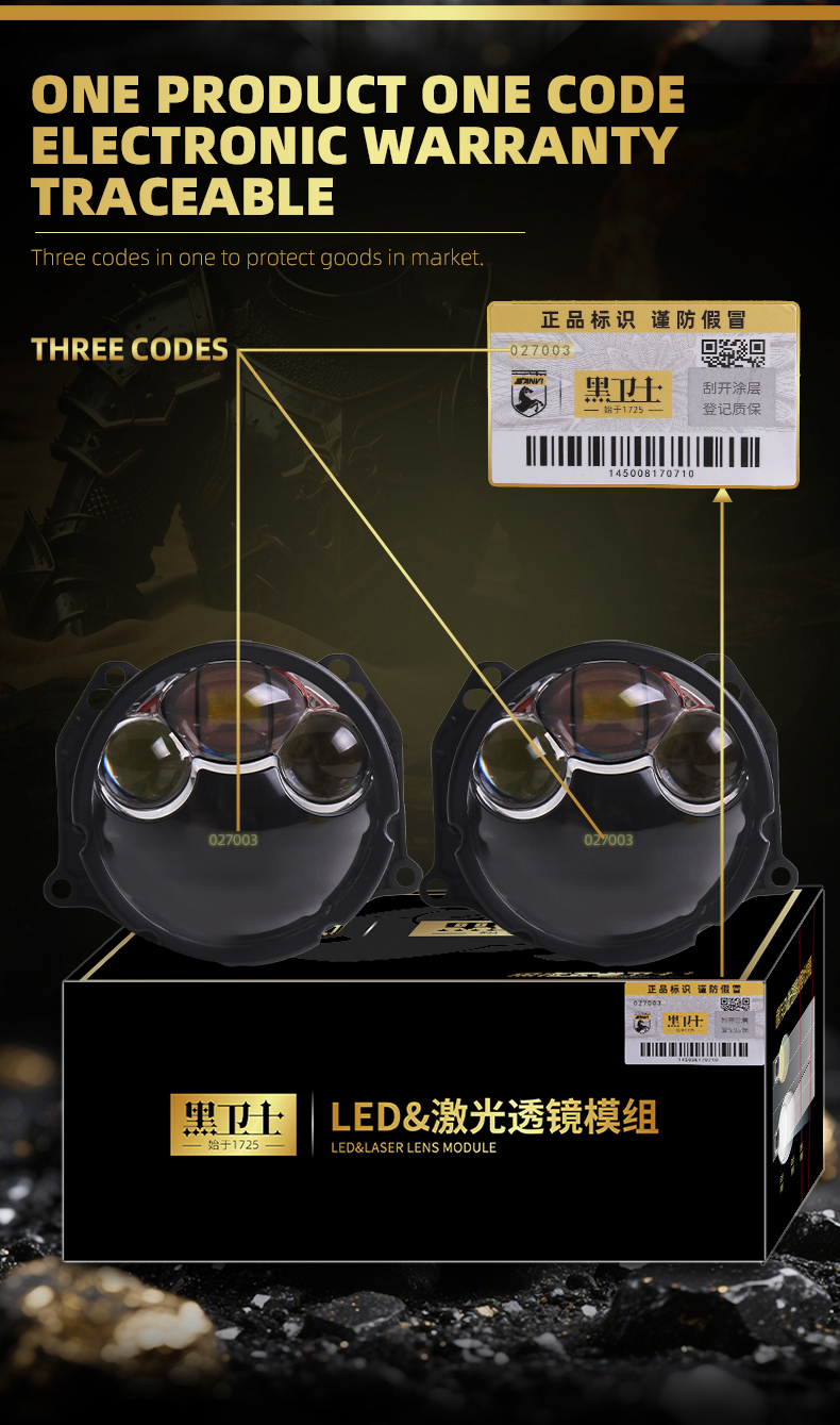 Sanvi KUIJIA Armor Series Especially for Agents Abroad 3 inch Size 85W 6000K LKA Auto Bi LED Projector Lens Headlights Upgrading Retrofit Kits for Car Motorcycle Headlights