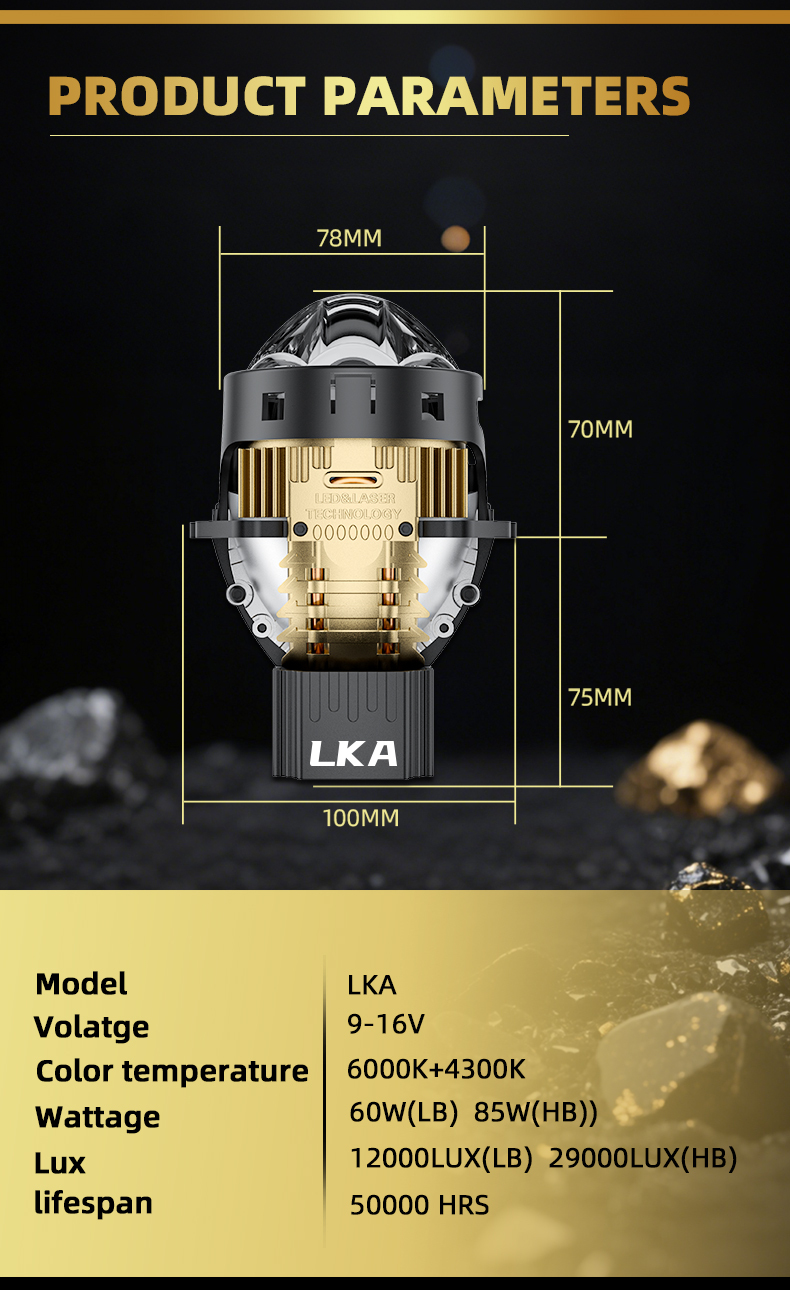 Sanvi KUIJIA Armor Series Especially for Agents Abroad 3 inch Size 85W 6000K LKA Auto Bi LED Projector Lens Headlights Upgrading Retrofit Kits for Car Motorcycle Headlights