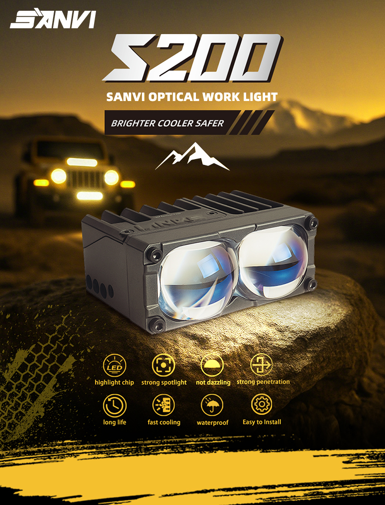 Sanvi Auto Lights S200 Hot Sale 12V 66WSilverado LED Work Light Salle Auto Flashing Light Grille for Car Motorcycle for Jeep Truck Headlight