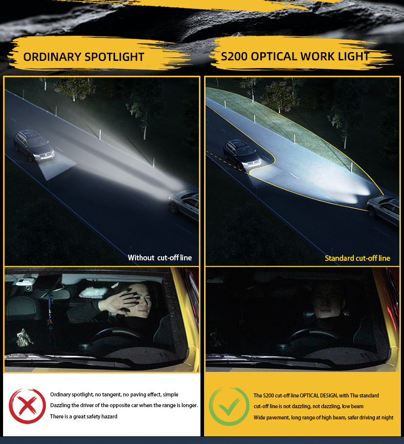 Sanvi Auto Lights S200 Hot Sale 12V 66WSilverado LED Work Light Salle Auto Flashing Light Grille for Car Motorcycle for Jeep Truck Headlight