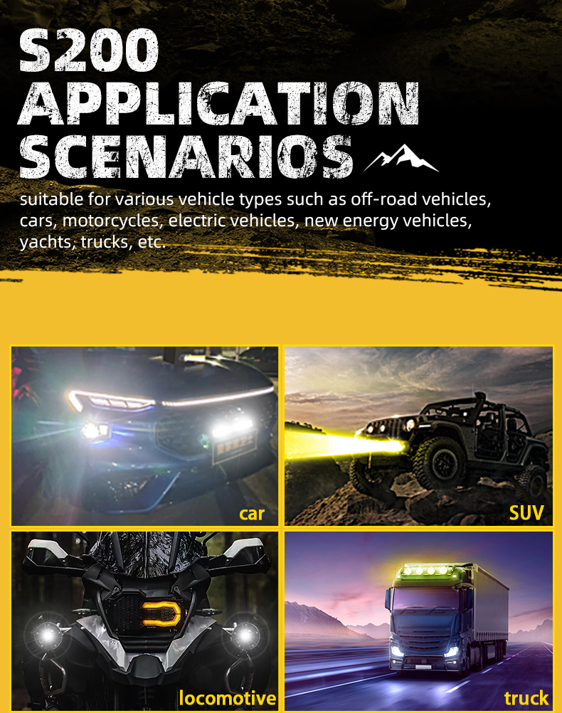 Sanvi Auto Lights S200 Hot Sale 12V 66WSilverado LED Work Light Salle Auto Flashing Light Grille for Car Motorcycle for Jeep Truck Headlight