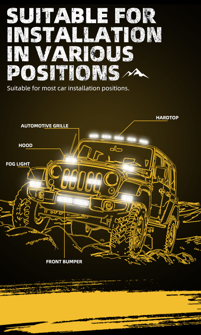 Sanvi Auto Lights S200 Hot Sale 12V 66WSilverado LED Work Light Salle Auto Flashing Light Grille for Car Motorcycle for Jeep Truck Headlight